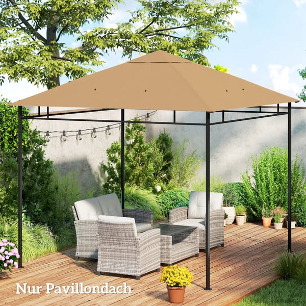 -paviljongin katto, vaihtokatto paviljongille, paviljongin suoja, polyesterinen aurinkosuoja, beige, 2,98 x 2,95 m