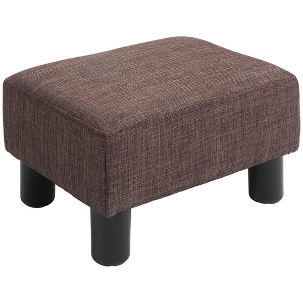 Rektangulär Ottoman i Linne, Brun - Bekväm Fotpall för Vardagsrum, 40x30x24 cm