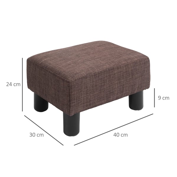 Rektangulär Ottoman i Linne, Brun - Bekväm Fotpall för Vardagsrum, 40x30x24 cm