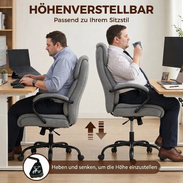 -työtuoli, toimistotuoli, pelituoli, kääntyvä tuoli, keinumekanismi, paksusti pehmustettu ergonominen tuoli, kantavuus 220 kg