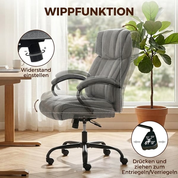 -työtuoli, toimistotuoli, pelituoli, kääntyvä tuoli, keinumekanismi, paksusti pehmustettu ergonominen tuoli, kantavuus 220 kg