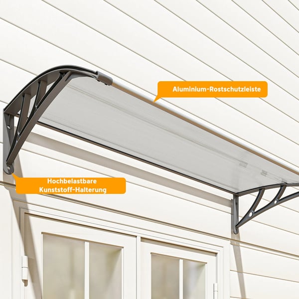 dørbaldakin, beskyttelse mod regn, vind og hagl, polycarbonat, aluminium, 110 x 60 x 18 cm, grå