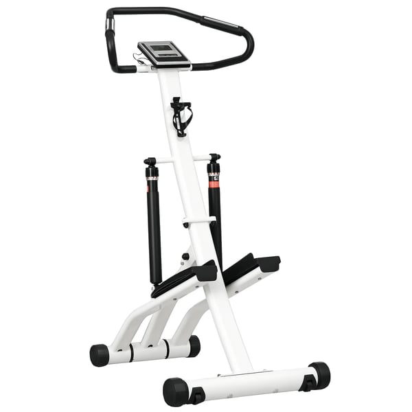 Stepper m. Håndtag - Fitness Hjemmetræner m. LCD, 12 modstandsniveauer, Sort+Hvid, Stål