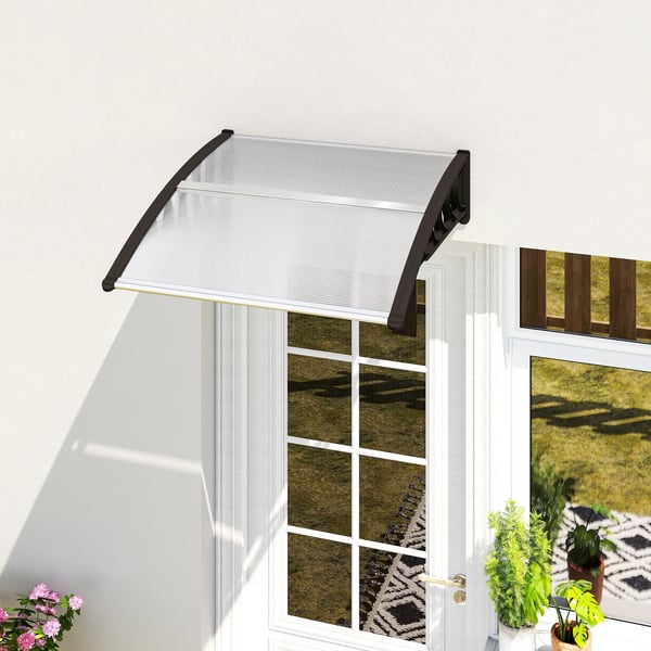 Pulttak dörrskärm 103 x 96,5 x 27 cm dörröverbyggnad med UV-skydd, regnskydd solskydd för utomhusbruk aluminium svart