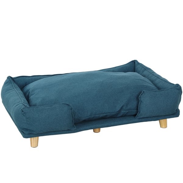 Hundsoffa i Mörkblå Polyester, Lyxig Hundsäng med Ben och Kudde, 96x66x24 cm
