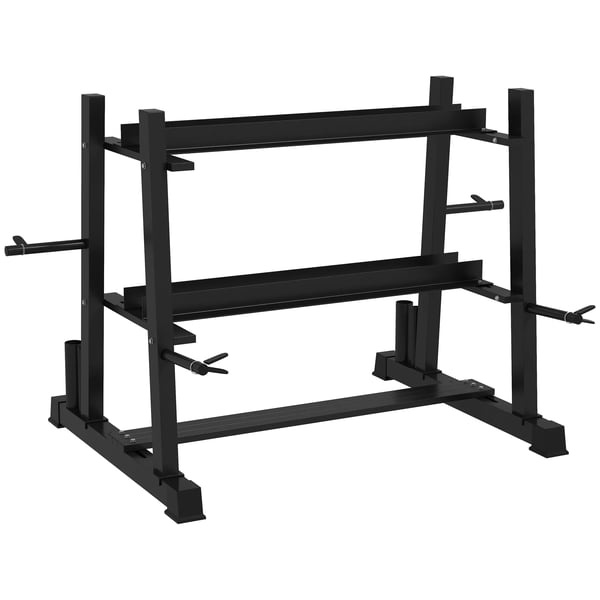 Vægtstativ til håndvægte, kettlebells og vægtskiver - Sort Stål, op til 200kg, 131x75x80 cm