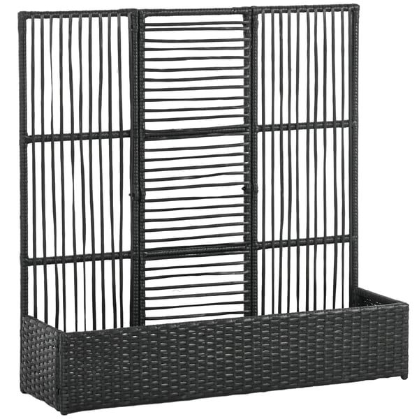 Blomsterlåda med Spaljé i PE-Rattan och Stål, Svart, 103x103x29 cm