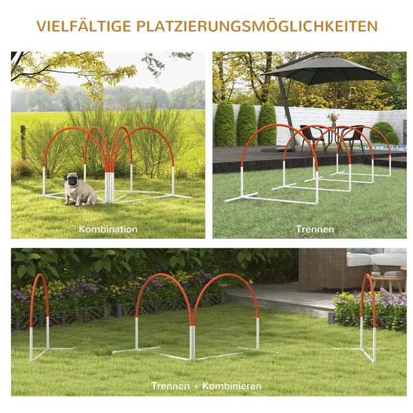 hunde-agility-sæt, 4-delt hundetræningssæt med slalomstænger, agility-udstyr til hunde med bæretaske i oxford-stof, orange