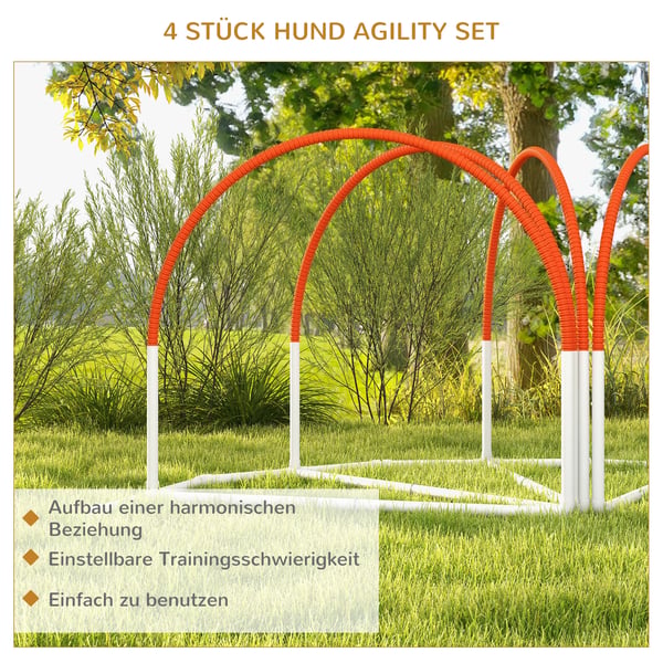 hunde-agility-sæt, 4-delt hundetræningssæt med slalomstænger, agility-udstyr til hunde med bæretaske i oxford-stof, orange