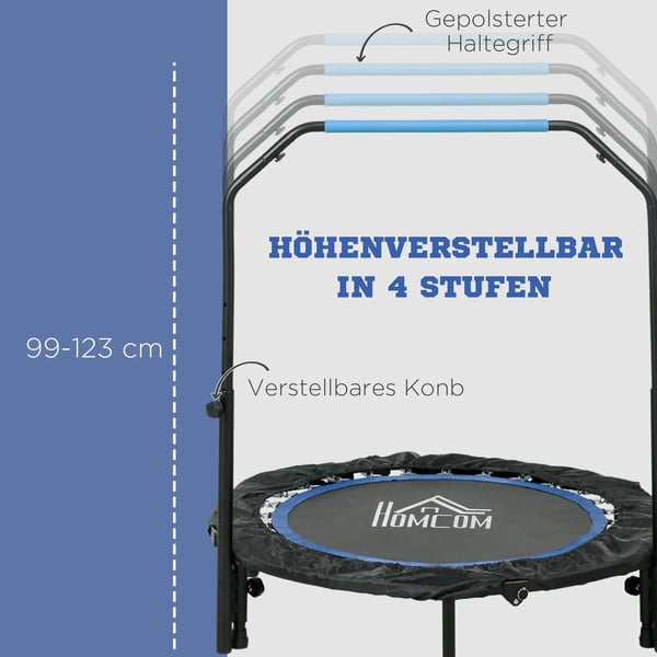 102cm Tränings-Trampolin Hopfällbar med Handtag LCD-skärm Svart/Blå