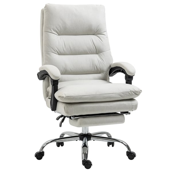 Ergonomisk Kontorsstol med Massagefunktion, Fotstöd och Värme - Krämvit Polyester/Stål