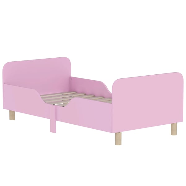 Lastensänky, 140x70cm, MDF/Mänty, Suojakaiteilla, Vaaleanpunainen