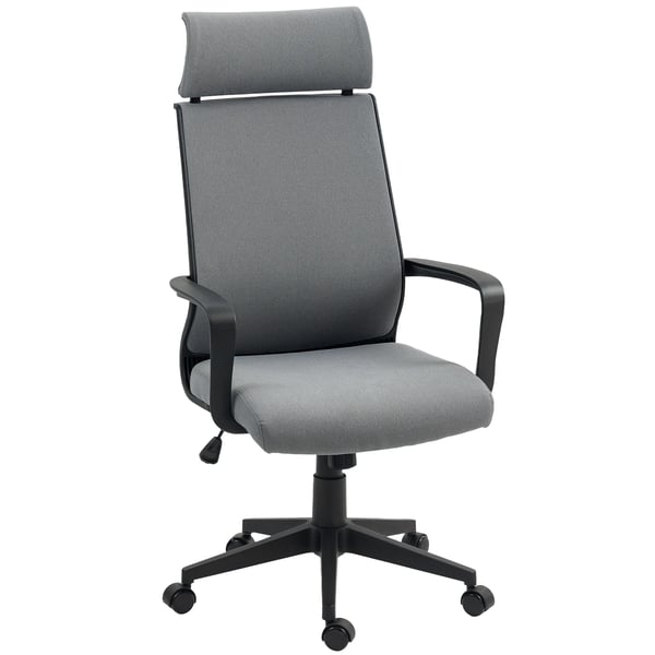 Ergonomisk Kontorsstol, Skrivebordsstol med Höjdjustering, Dunkelgrå, Polyester