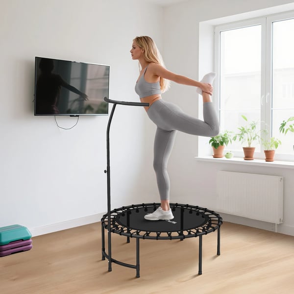 Kuntotrampoliini säädettävällä T-kahvalla, 102 cm, Musta