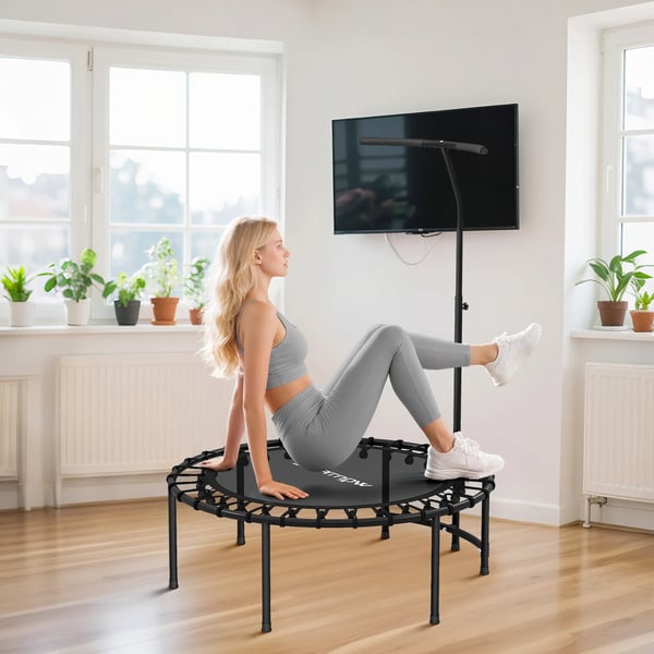 Kuntotrampoliini säädettävällä T-kahvalla, 102 cm, Musta