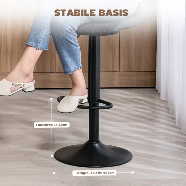 2-pack barstolar i mörkgrått konstläder/stål, retrodesign, justerbar höjd