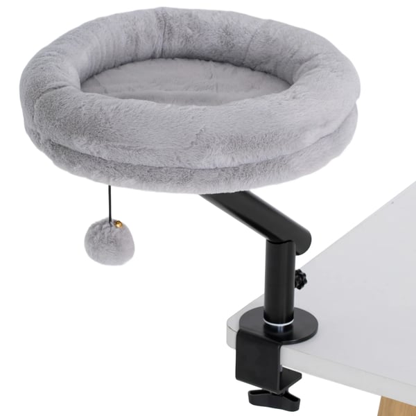 Katteseng til Skrivebord, Grå, Polyester, 360° Rotation, Justerbar Højde, Vaskbart Pude, op til 6 kg Katteseng til Skrivebord, Grå, Polyester, 360° Rotation, Justerbar Højde, Vaskbart Pude, op til 6 kg