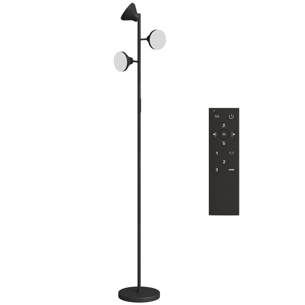Dimbar Golvlampa med Tre Justerbara Huvuden, RGB Frgbyte, Fjrrkontroll och Pekkontroll, Svart Plast Dimbar Golvlampa med Tre Justerbara Huvuden, RGB Frgbyte, Fjrrkontroll och Pekkontroll, Svart Plast