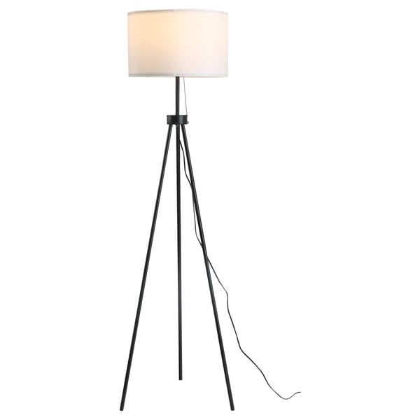 Golvlampa med Stativ i Metall & Polyester, Svart/Vit, E27 Fassning, 37x37x152cm