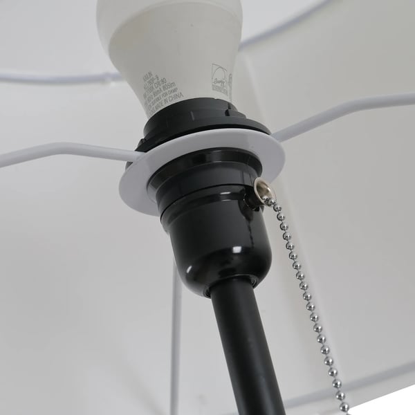 Golvlampa med Stativ i Metall & Polyester, Svart/Vit, E27 Fassning, 37x37x152cm