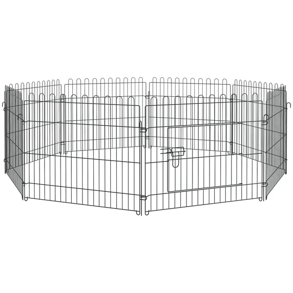 Fleksibel Hundegitter Løbegård, 8 Paneler, 71x61cm, Sort Stål Fleksibel Hundegitter Løbegård, 8 Paneler, 71x61cm, Sort Stål
