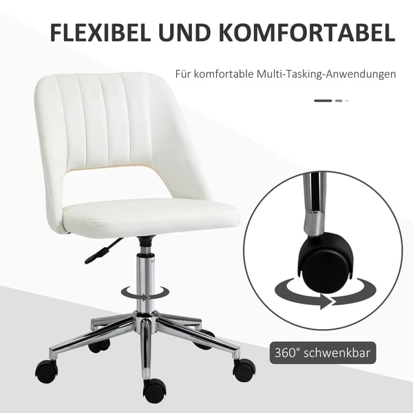 Kontorsstol Snäckskalsformad Svängbar Stol, Höjdjusterbar, Sammetslik Polyestermaterial, Cremeweiß, 49x60x79-91cm