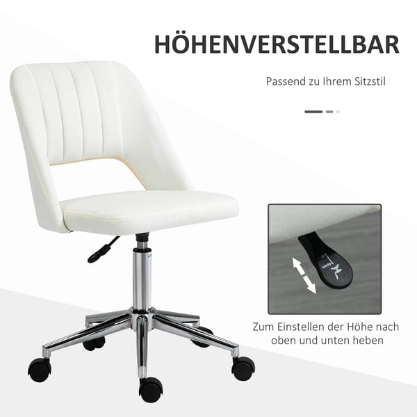 Kontorsstol Snäckskalsformad Svängbar Stol, Höjdjusterbar, Sammetslik Polyestermaterial, Cremeweiß, 49x60x79-91cm