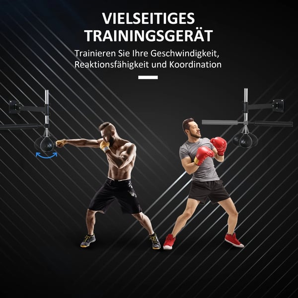 Bokses2t med Speedball, Vfgmontering, Foldbar, Refleksstang, Justerbar Hejde, 360° Sving, Sort Kunstleder