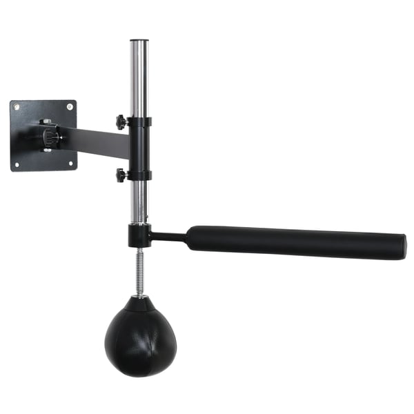 Bokses2t med Speedball, Vfgmontering, Foldbar, Refleksstang, Justerbar Hejde, 360° Sving, Sort Kunstleder