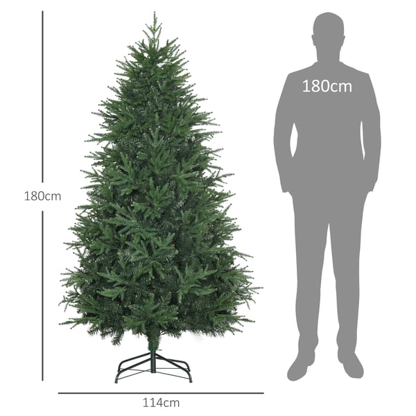 180 cm Juletræ Kunstigt Naturtro Tætte Grene Kunstgran Juletræ med 4030 Grenspidser Realistisk Udseende Grøn
