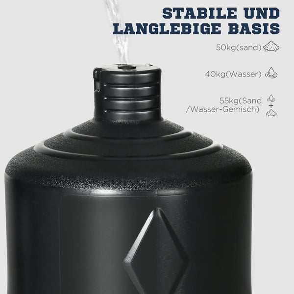 Boxsäck Standboxsack med HDPE-bas - Justerbar höjd 178-207 cm, Vuxen Hemmaträning, Slagtålig med Färgmarkerade Träffytor, Svart/Grå/Blå