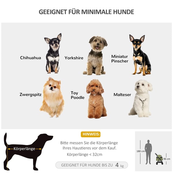 Hundevogn Mørkegrøn - Foldbar, Stål og Oxford-Gewebe, til Små Hunde og Katte