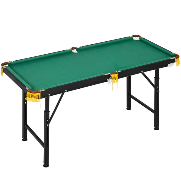2-i-1 Multigame Bord: Pool og Bordtennis for Børn & Voksne | Stål, MDF | 140x63x60-80cm | Grøn/Blå