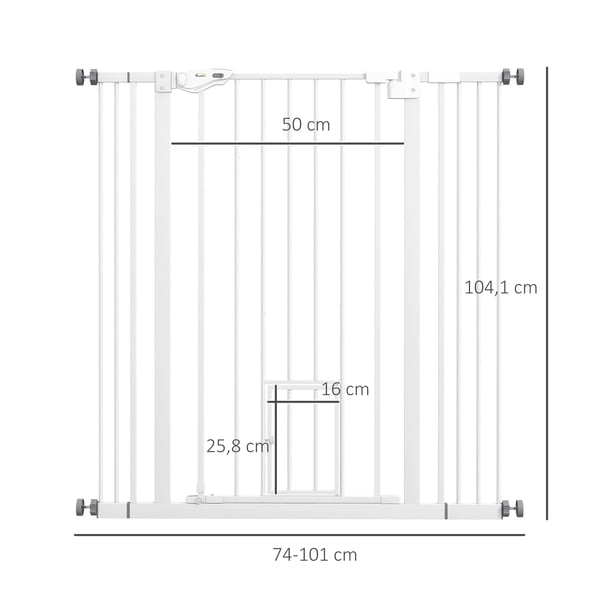 lemmikkiaita, kaksoislukitus, automaattinen sulkeminen, teräs, valkoinen, 104 cm