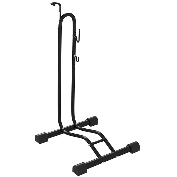 Cykelstativ - Lodret/Vandret Parkeringsstativ i Sort Metal til 6"-28" og 700c Cykler, 45x44x118 cm