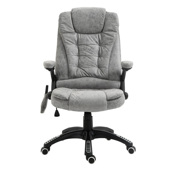 Ergonomisk Kontorsstol med Massage & Värme - Grå Mikrofiber, 120 kg