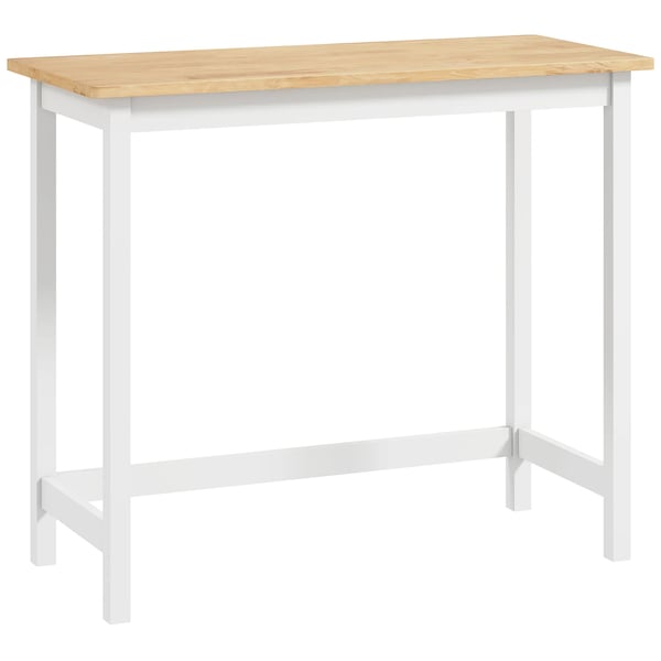 Barbord i gummitræ, eg og hvid, kompakt, plads til 2, 108x48x91 cm