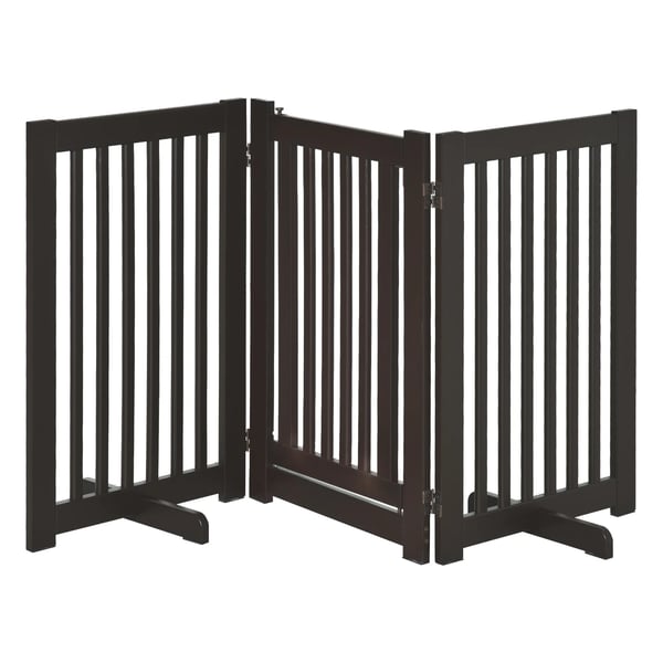 Hundgrind MDF Mörkbrun 3-delad Fristående Hopfällbar med Mellandörr Hundgrind MDF Mörkbrun 3-delad Fristående Hopfällbar med Mellandörr