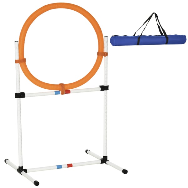 Hundetræningssæt Agility Springring Bærbar PE Hvid + Orange 74,5x66x91cm