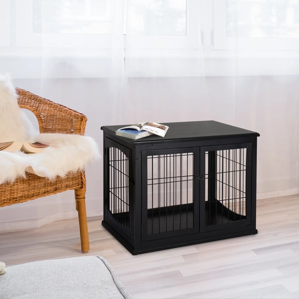 Hundehus med Bordplade, Sort MDF, 81x58,5x66 cm