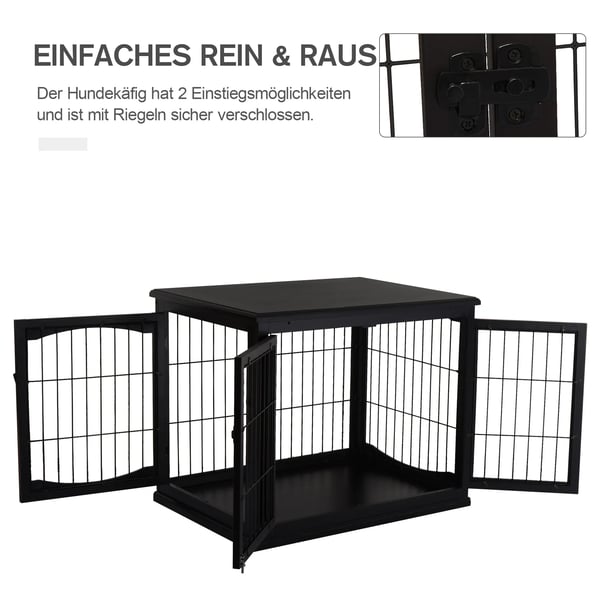 Hundehus med Bordplade, Sort MDF, 81x58,5x66 cm