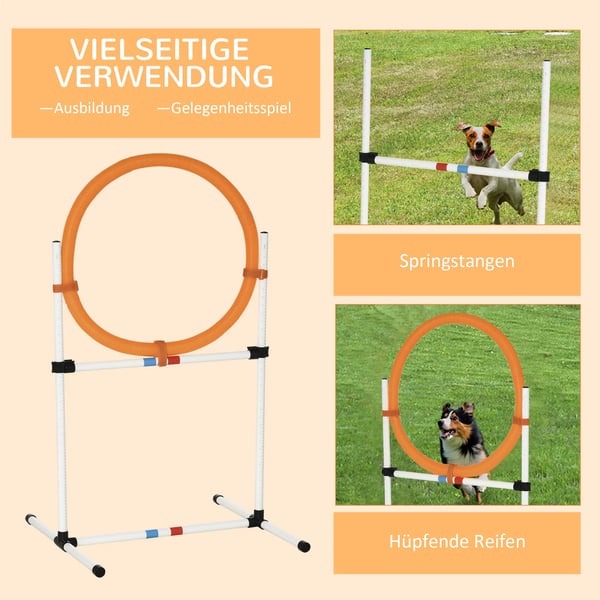 Hundetræningssæt Agility Springring Bærbar PE Hvid + Orange 74,5x66x91cm