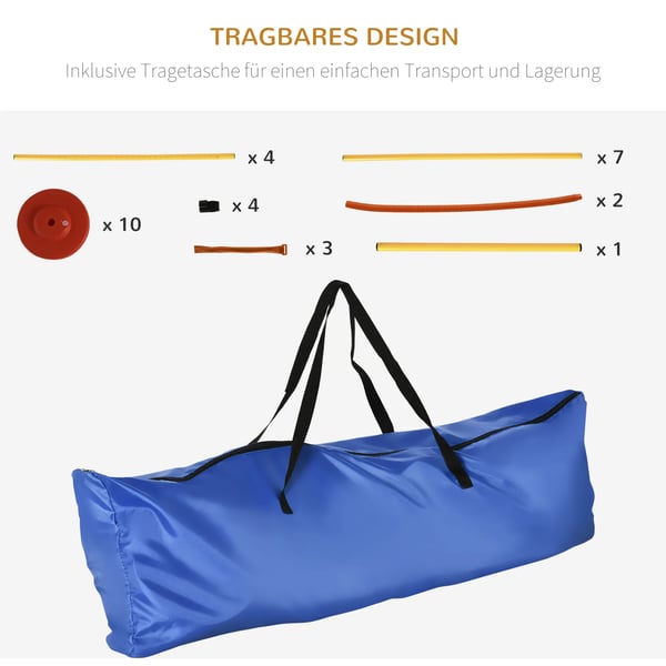 Hundetrænings agility sæt 3-i-1 – Forhindringer, Slalom, Springring – Inkl. Taske – Gul, ABS/PE/Polyester