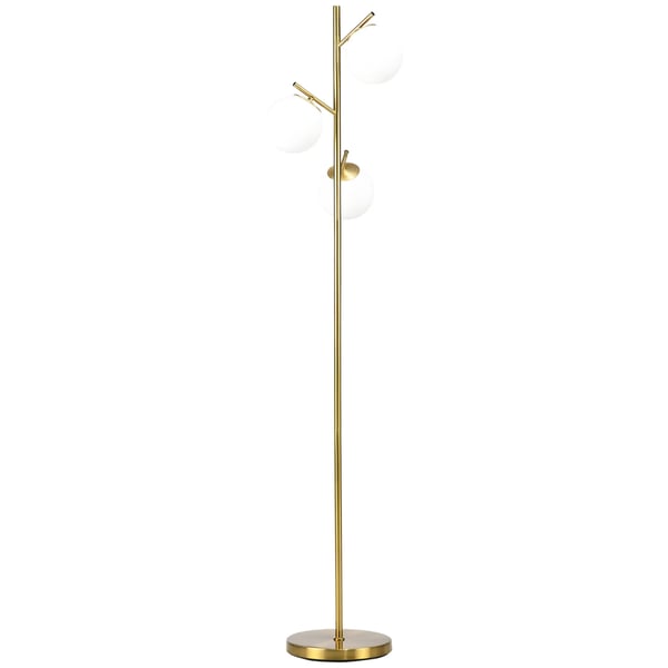 golvlampa 40W, golvlampa med E27-sockel och 3 glasskärmar, för vardagsrum, 169 cm hög