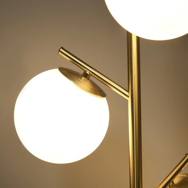 golvlampa 40W, golvlampa med E27-sockel och 3 glasskärmar, för vardagsrum, 169 cm hög