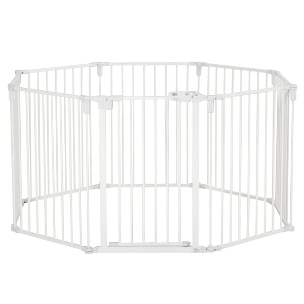 Løbegård til hvalpe & hunde - Sikkerhedsgitter, 8 paneler, foldbar, hvid (60 x 76 cm)
