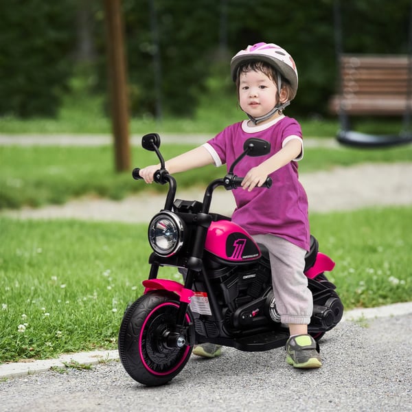 Lasten sähkömoottoripyörä, vaaleanpunainen/musta, 1.5-3 km/h, 18-36kk