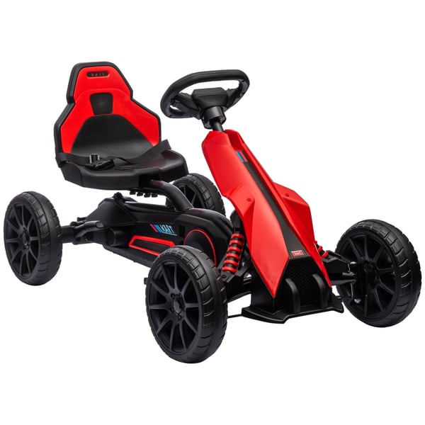 Gokart för barn, röd, justerbart säte, trampbil med handbroms, plast/metall/EVA, 3-8 år Gokart för barn, röd, justerbart säte, trampbil med handbroms, plast/metall/EVA, 3-8 år