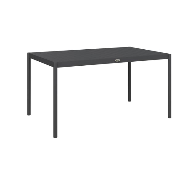 Trädgårdsbord för 6 personer, Utemöbler i mörkgrå aluminium, 145x90x74 cm