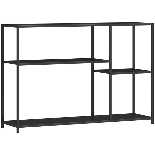 Konsolbord med 4 hyllor, svart stål, 110x30x75 cm